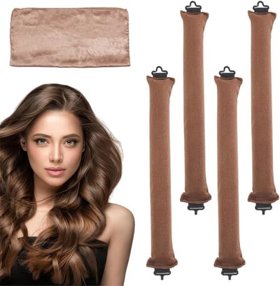 4 stuks krulspelden zonder hitte voor 's nachts, satijnen hoofddoek en afsluiting voor lang haar, stylingtools voor alle haartypes en natuurlijke krullen
