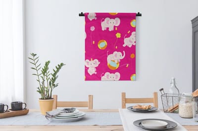 Wandkleed - Wanddoek - Olifant - Bloemen - Patronen - 60x80 cm - Wandtapijt