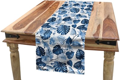 ABAKUHAUS Hawaii Tafelloper – 40x180 cm – kobaltblauw/babyblauw
