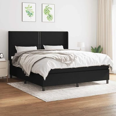 vidaXL - Boxspring - met - matras - stof - zwart - 160x200 - cm