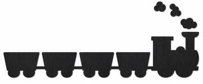 Houten wanddecoratie - Wooden wall decoration | Treintje en wagon 103 x 25cm Trains | Zwart - Black | Muurdecoratie kinderkamer - Wall art for kids room - Wandfiguur - Babykamer - Kids - Deco