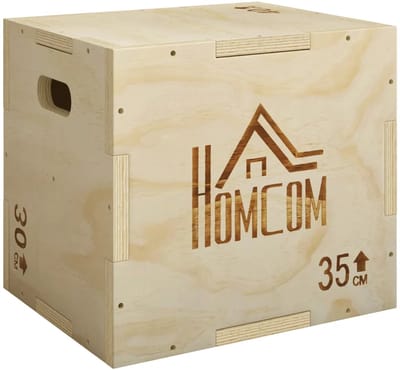 Houten Crossfit Plyobox - Plyo box - in Hoogte Verstelbaar - Jump Box - Plyo Boxen - Met anti slip - Fitness Box - Fitness Kist - Crossfit Box - Krachttraining - Fitness - Home gym - 40,5/35,5/30,5 cm - Naturel Hout