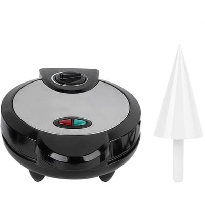 Machine à cône de crème glacée électrique 1200W, avec cône à gaufres à rouleau et bol, cuisson de gaufres antiadhésives UK Plug gray