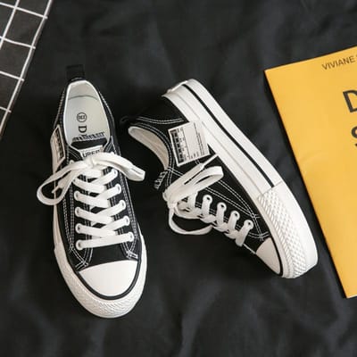 Les nouvelles chaussures coréennes basses en toile à semelle épaisse et couleur unie, décontractées et polyvalentes, augmentent les muffins 40 noir