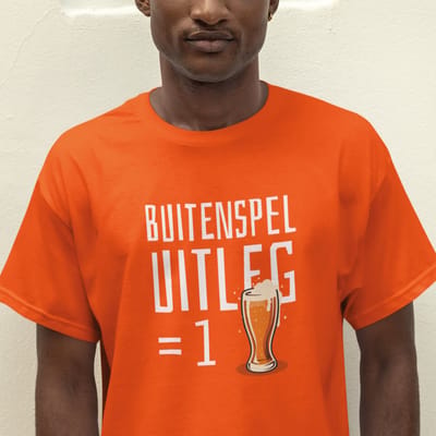 Oranje T-shirt EK WK Buitenspel Uitleg Is Een Biertje - MAAT XS - Heren Feestkleding & Carnavalskleding
