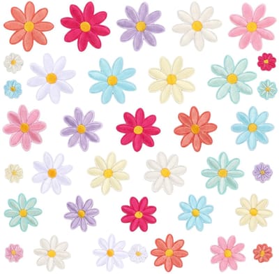 36 stuks patches om op te strijken madeliefjes, patches, madeliefjes om op te strijken, bloemen, strijkpatches in 9 kleuren voor textiel, hoeden, jeans, jassen