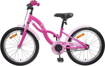 Kinderfiets 18 Inch - Jongensfiets Meisjesfiets - Leren Fietsen - Verstelbaar Zadel Handvatten - 18 Inch - Donkerroze