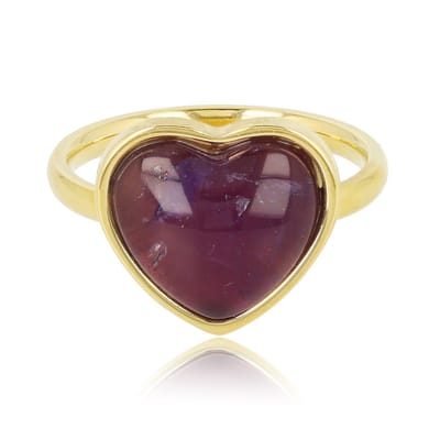 My Bendel - Goudkleurige Hartenring met Amethyst Edelsteen - Harten Ring • Amethist - met Luxe Cadeauverpakking | Sieraden Voor Dames | Maat 16.00 Mm / Maat 50