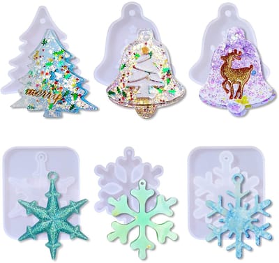 Dailygoods- Siliconen Mallen 6 Stuks - Kerst Sneeuwvlokken - DIY Hars Malen - Cadeaulabels - Hangers voor Kettingen - Ambachtelijke Benodigdheden - Gietmallen
