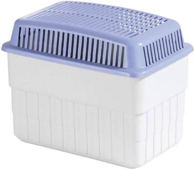 WENKO Luchtontvochtiger 1Kg in grijs en blauw kunststof - Vochtvreter zonder electra - Voor woonruimtes, campers, caravans - Vochtvreter - Vochtmagneet - Vochtvanger
