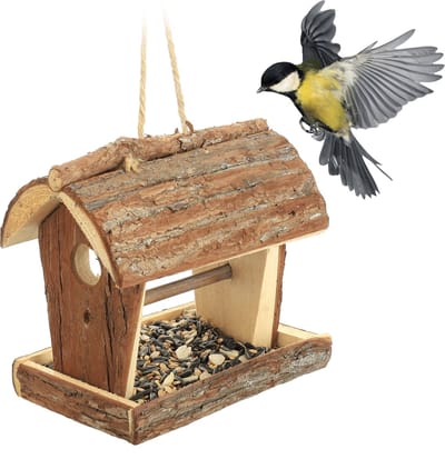 voedertafel voor tuinvogels - kleine vogels - 18 x 13,5 x 19,5 cm - hout