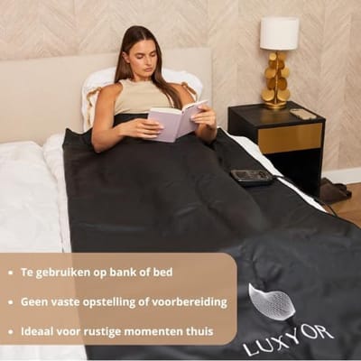 SnelShoppen - Infrared Sauna Blanket 180x80cm, PU Lederen Warmte Deken met Afstandsbediening, Temperatuur Instelbaar 30-80°C, 560W voor Ontspanning en
