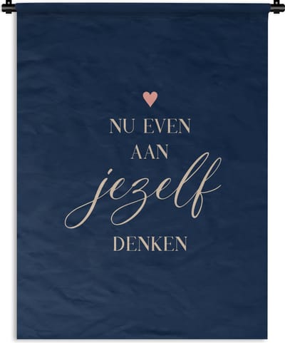 Wandkleed - Wanddoek - Get well soon - Quotes - Hartjes - Denken - 90x120 cm - Wandtapijt