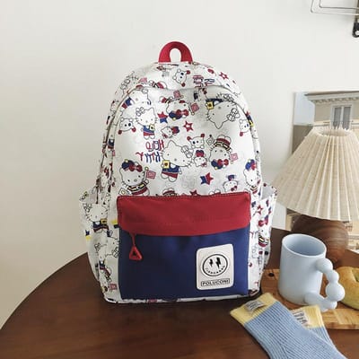 Campusachtige Schattige Trendy Niche Veelzijdige Schooltas Bedrukte Graffiti Studenten Dames Rugzak Lichtgewicht Rugzak met Grote Capaciteit
