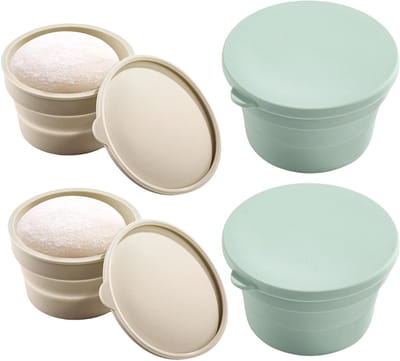 Broodrijsmand - Deegkom - Brood Bakken - Opvouwbaar - 13x13x7.6cm - Groen en wit
