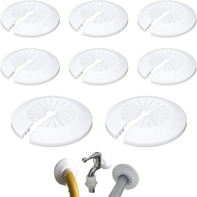 8x Witte Kunststof Afdekkingen voor Radiator Buizen (16-40mm) - Afwerking Verwarmingsbuizen