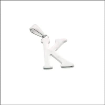 Aramat Jewels | Hangers | RVS Initiaal Hanger Letter Zilverkleur - Gepersonaliseerde Bedel | K | |17mm | Staal | Volwassenen | Verkleurd niet