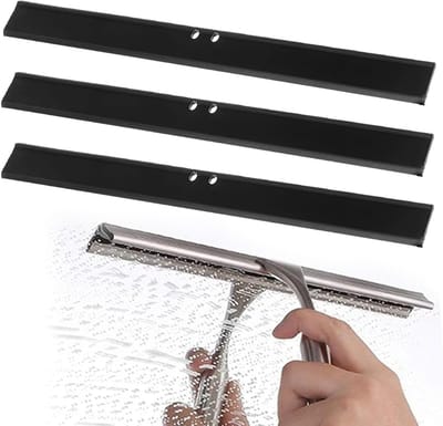 3 stuks reserverubberen voor raamwissers, flexibel universeel lemmet voor douche van siliconen, voor glas en douchedeuren (zwart, wit)