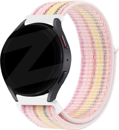 Bandz universeel 20mm nylon loop band geschikt voor Samsung Galaxy Watch 4 (Classic) / 5 (Pro) / Watch 6 (Classic) / 7 (40 & 44mm) / Active (2) / Watch 1 42mm / Watch 3 41mm / Watch FE / Gear Sport - nylon bandje met klittenband - kleurrijk
