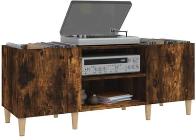 Platenspeler Meubel - LP-kast - Platenspelerkast - Draaitafelstandaard - Platenspelerstandaard - Vintage Displayplank - Gerookt Eiken