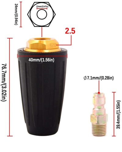 Dailygoods- Hogedrukreiniger Turbo Mondstuk 3600PSI - Roterende Spray Tip - Reinigingstool voor Auto - Messing/Roestvrij Staal - Verwijdert Roest/Verf - Reiniger