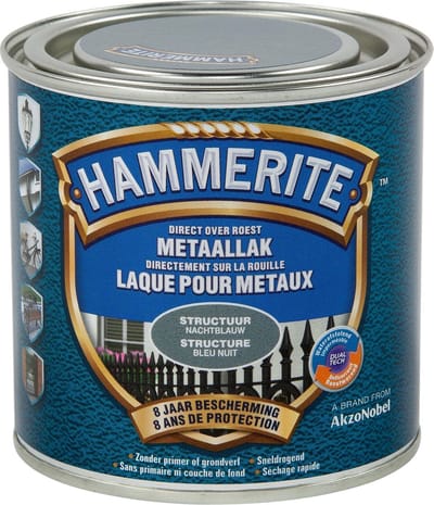 Hammerite Metaallak Structuur - Nacht Blauw - Nacht Blauw - 250 ml - 10 m²/l - Afwerkingslaag