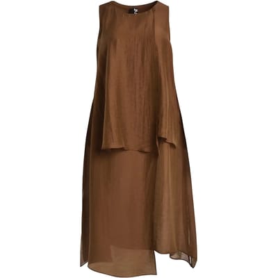Mouwloze jurk in gemengde linnen voor dames Mat Fashion Layered