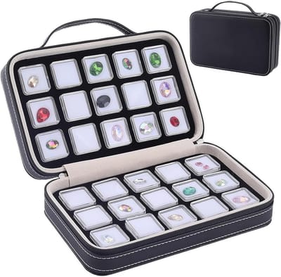 30 Grid Edelsteen Vitrinekast, Kleine Vierkante Sieraden Display Box voor Ringen, Kristallen en Kleine Items - Ideaal voor Craft Fair en Organisatie, Zwart