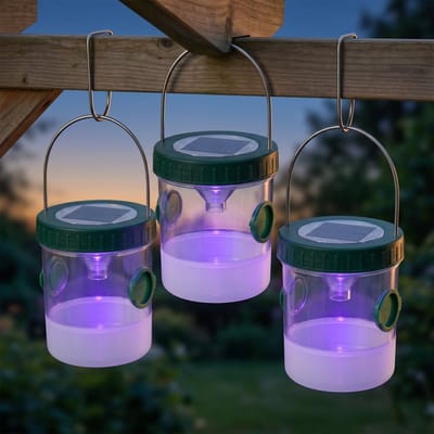 Lomera Wespenvanger Set van 3 - Wespenval - Solar - UV LED - Insectenval - Insectenvanger - Hangend - Wespenverjager - Zonne-energie - Muggenval