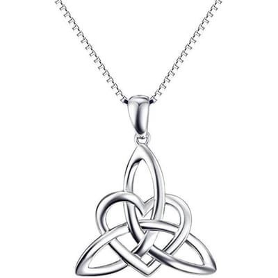 YILUOCD  Stering  Vintage Heksenknoop Hanger Ketting Keltische Knoop Kruis Geluksknoop Ketting Amulet Sieraden Cadeau white