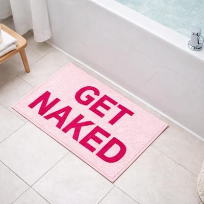 Zachte en Absorberende Badmat in Roze met Lettering, Antislip Badkamer Mat voor Douche en Bad (1, 40 x 60cm)