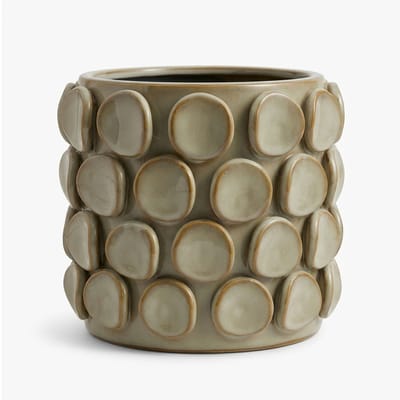Pearl Plantenpot- Keramiek - Taupe/Grijs - ⌀ 19 x 18,5 cm - Organisch reliëf