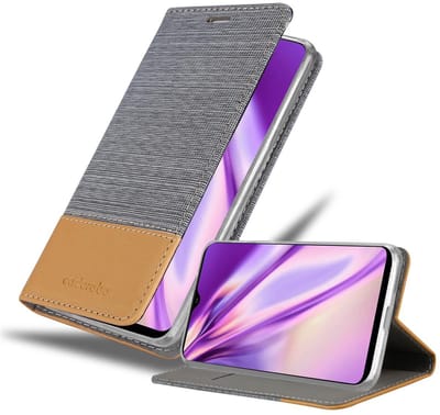 Cadorabo Hoesje geschikt voor Samsung Galaxy A50 4G / A50s / A30s in LICHTGRIJS BRUIN - Beschermhoes met magnetische sluiting, standfunctie en kaartvakje Book Case Cover Etui