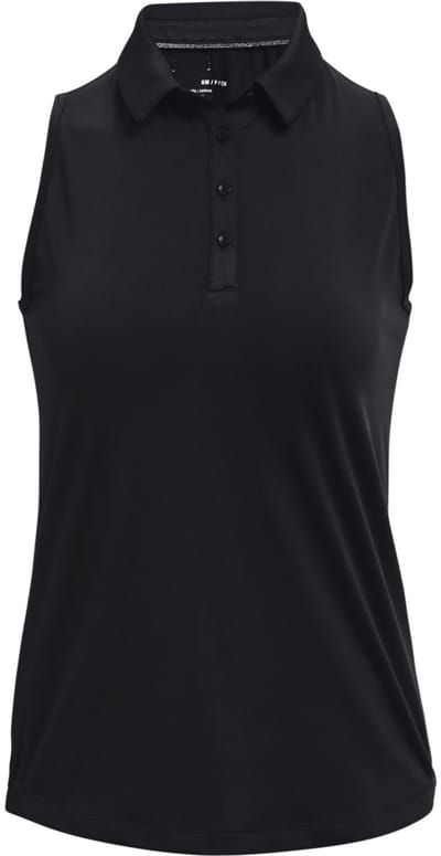 UA Zinger Mouwloze Polo-Zwart / Zwart / Dames maat: M