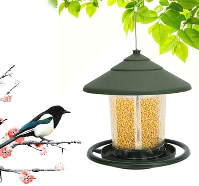 Dailygoods - Outdoor Panorama Wild Bird Feeder, Wild Bird Feeders Hangend Wild Vogelzaad voor Tuin Tuin Buiten Decoratie, Eekhoorn Proof Finch Feeder Plastic Voedsel Container Vogels Voeren Gereedschap, 6,7 x 6,3 cm