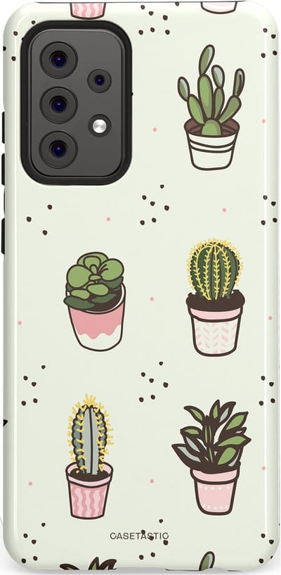 Casetastic Hoesje Geschikt voor Samsung A52 (4G/5G/s) - Stijlvolle Beschermende Duo-layer Case - Familie Cactus
