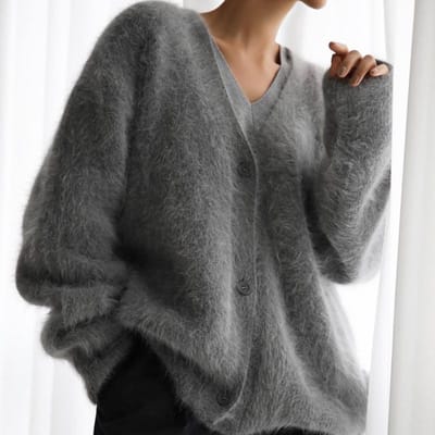 Mode Enkelrijige Gebreide Kleding Imitatie Nerts Vest Dames Herfst Lange Mouw V-Hals Gebreide Luie Losse Trui Vrouwelijk S