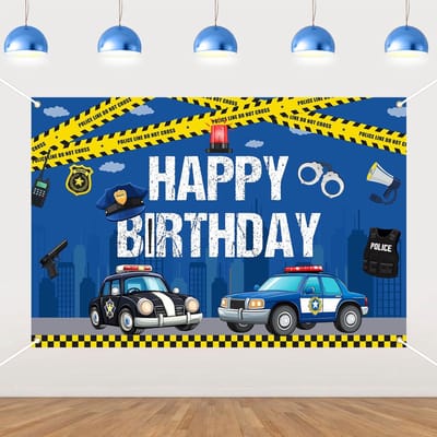 Dailygoods- Verjaardagsdecoratie - Politie Achtergrond - Feestdecoratie - Indoor Decoratie - Grote Formaat - Blijvende Herinneringen - Verjaardagsachtergrond