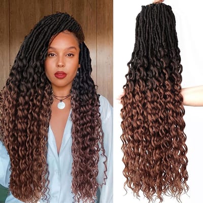 6 Stuks Deep Wave Faux Locs Gehaakt Haar 76 cm Zachte Godin Locs Vlechten