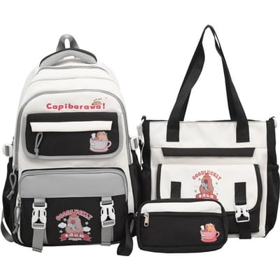 Basisschoolleerling Kapibala Schooltas Drie Delige Set Bijles Tas Etui Meerdere Componenten Grote Capaciteit Rugzak Hoge Uitstraling Backpack three-piece set