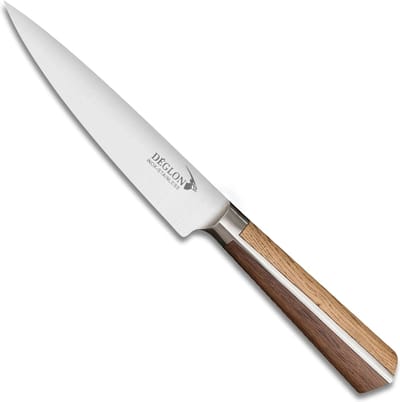 Déglon Utility mes – 15 cm – Eiken & walnoot handvat – Diamantvormige grip – Roestvrij staal