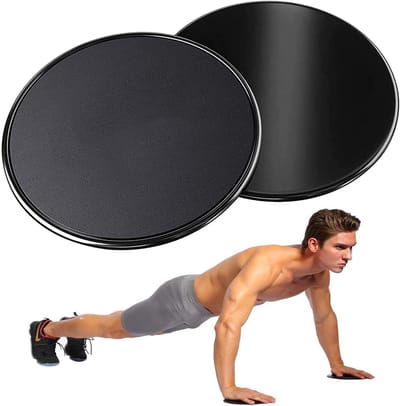 Glijschijven Set - Core Sliders - Thuis Fitness - Dubbelzijdig Gebruik - 17.5 cm Diameter - Zwart