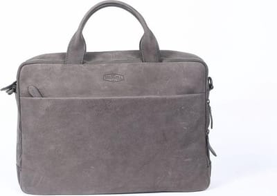 Sparwell Tas - Lederen laptoptas - aktetas - werktas - schooltas - 14 Inch / 15,5 Inch / 16 Inch - Grijs