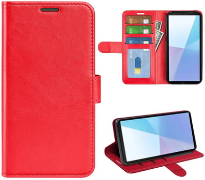 MobyDefend Hoesje - Geschikt voor Sony Xperia 10 VII - Wallet Book Case (Sluiting Achterkant) - Rood