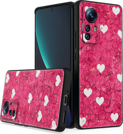 LuxeBass Siliconen hoesje met print geschikt voor Xiaomi 12 - Marmer Hearts - telefoonhoes - gsm hoes - telefoonhoesje