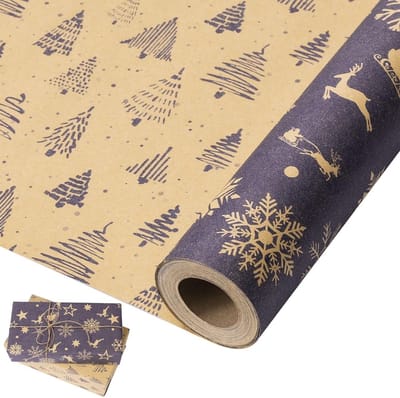Kerst in stijl: Blauwe inpakpapier rol van 10 meter voor feestelijke cadeaus en decoratie