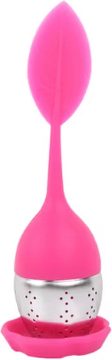 Scoby - Thee-Ei - Theezeefje - Theeblaadje Voor Losse Thee - Met Houder - Tea Infuser - 1 Stuk - Roze
