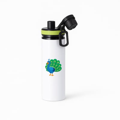 Hacebo® - Pauw waterfles met draaidop groen - Vogels - Dieren liefhebbers - Kinderboerderij - veren - water fles - 850ML