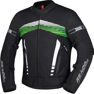 IXS RS-400-ST 3.0 Waterdichte Zwart Wit Groen Textiele Motorjas - Jas