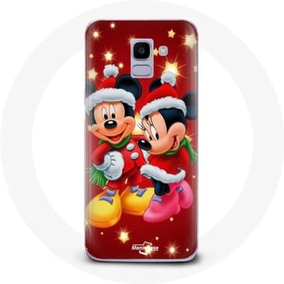 Coque pour Samsung Galaxy A6 2018 Mickey Mouse et Minnie Mouse le jour de Noël